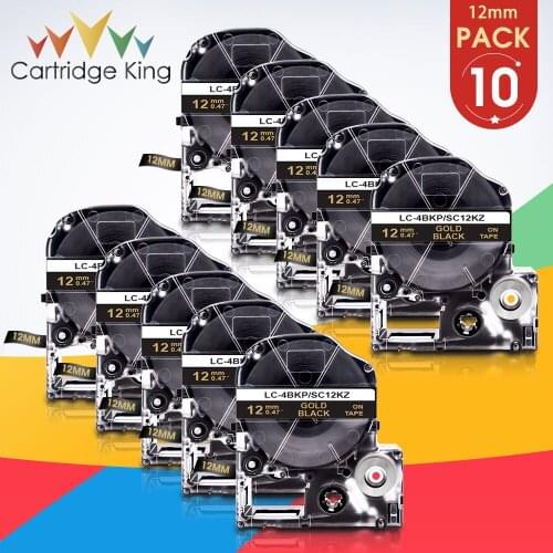 12mm Labeling Tape Gold on Black SC12KZ for Epson King JimTepraPro LK-4BKP Printer Ribbon for Epson LabelWorks LW-300 Printer