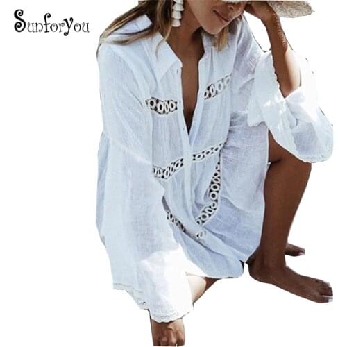 2021 Tunics for Beach Swimsuit Cover Ups Kaftan Beach Tunic Dress Robe De Plage Lace Bikini Cover up Pareo Beach Cover Up