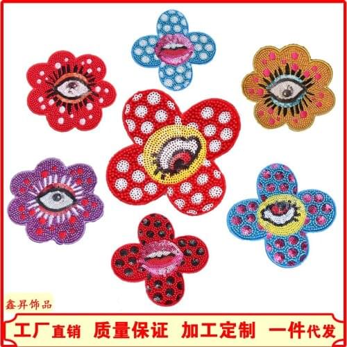 50pcs/Lot Embroidery Patches Letters Clothing Decoration Accessories Glasses Flowers Diy Iron Heat Transfer Applique