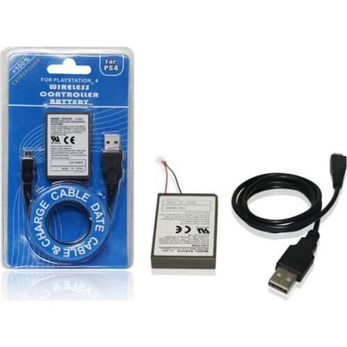 2000mAh 3.7 V Rechargeable Li-ion Battery Pack with USB Charger Cable for PS4 Gamepad Wireless Handle Controller