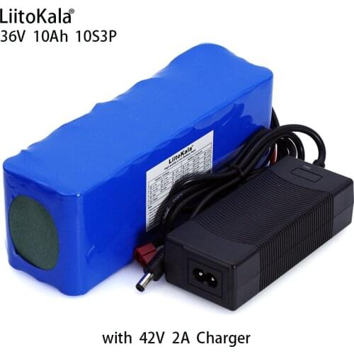 LiitoKala 36V 10Ah 10S3P 18650 rechargeable battery pack, modified bicycle, electric car battery + 2A charger