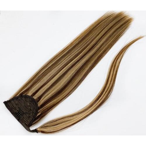 Bluelucky High Quality European Remy Human Hair Piano Color Ponytail Extensions Straight 100g/Piece
