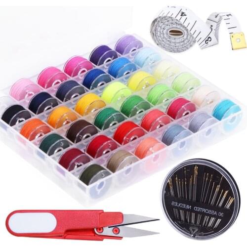 Imzay Sewing Machine Bobbin Set Holder Sealed Winding Home Plastic Spools With Thread String Empty Storage Case Accessories