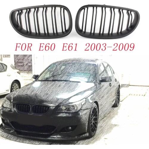 Dual line grille front replacement Glossy kidney Matte black BMW E60 E61 2003-2009 M5 FOR BMW 525i 528i 528xi 530i
