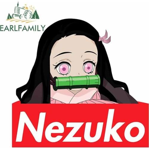 EARLFAMILY 13cm x 11cm for Demon Slayer Nezuko Anime Car Stickers and Decals JDM ATV Window Door Trunk Auto Car Assessoires