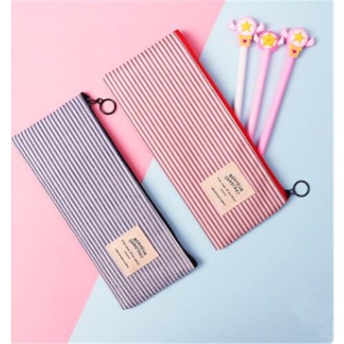 Canvas Pencil Case Simple Korean Style For Girls boys Pencil Bag Stationery Pen Pouch School Office Supplies