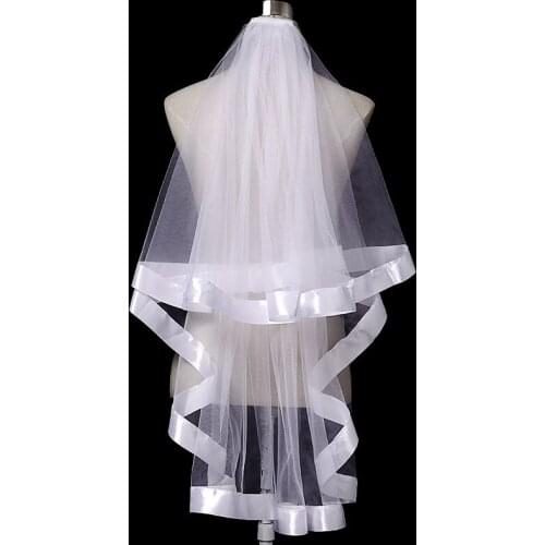 Kagenmo Cheap Bridal veil Wedding veil Ribbon dress accessories 2 layer J
