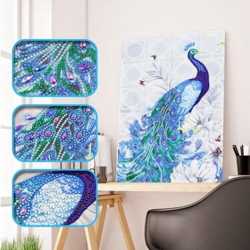 5D DIY Diamond Painting Blue Peacock Pictures Diamond Embroidery Diamond Needlework Diamond Picture Home Decoration Canvas Gift