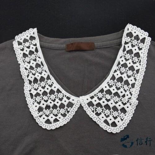 Lace false collar white embroidered fake lace collar trim diy women applique sewing supplies african guipure lace collars#3519