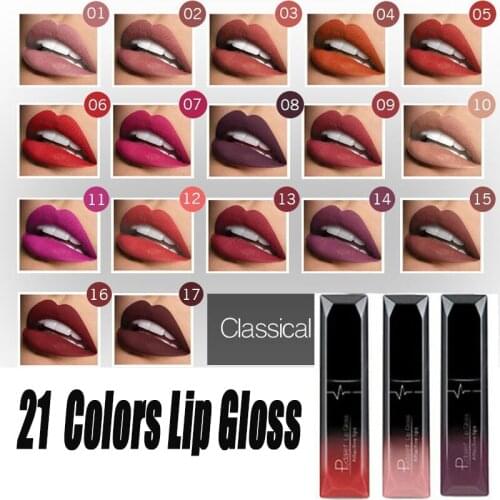 Matte Lip Gloss Nude Liquid Lipstick 21 Colors Waterproof Velvet Moisturizing Glossy Liquid Lipstick Sexy Red Lip Tint Makeup
