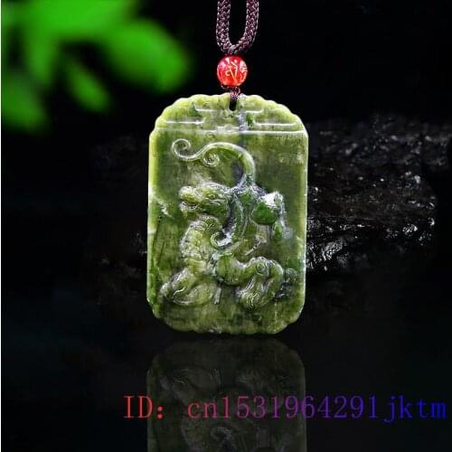 Jade Pixiu Pendant Necklace Amulet Jewelry Charm Carved Gemstone Tiger Accessories Women Chinese Gifts Fashion Natural