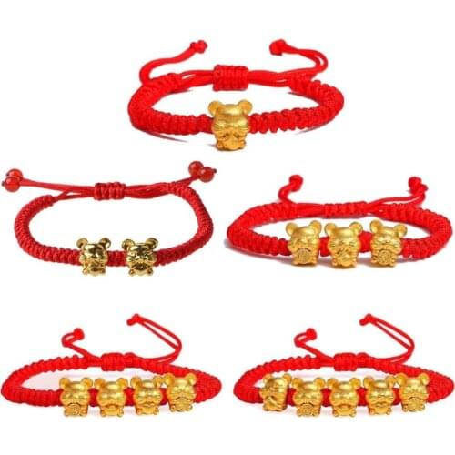 2021 New 2020 New Year Mascot Five Fortunes Mouse Red String Bracelet Attract Wealth Luck