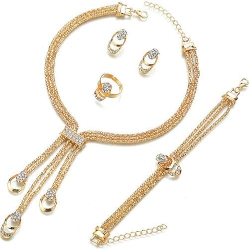 New fashionable fashionable woman exaggerated clavicle necklace crystal jewelry bridal four piece set113