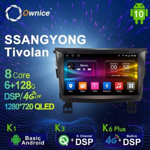 Ownice K6 Plus 1280*720 Android 10.0 K3 K6 Plus Car Multimedia Auto Radio for SSANGYONG Tivolan 4G LTE Audio GPS Player 8 Core