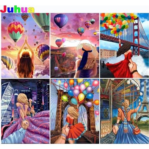 Landscape Balloon 5D DIY diamond painting lover full Square Round diamond embroidery mosaic Valentines Day gift home decor