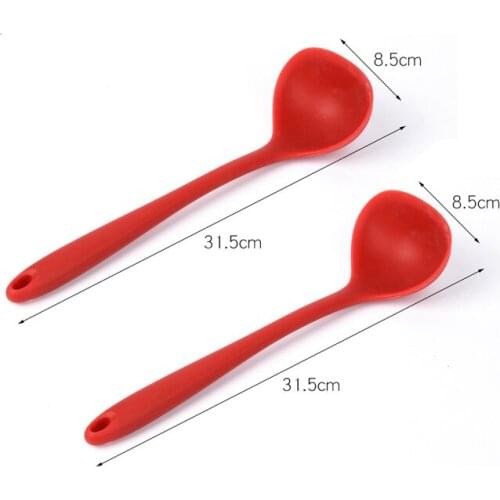 Non-stick Silicone Ladle Soup Spoon Heat Resistant Cooking Tools Round Scoop With Hygienic Coating FDA Cook Utensils