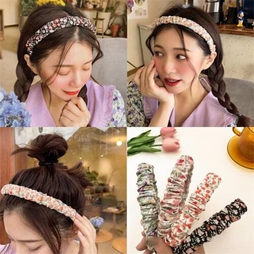 Fashion Printing Pleated Headband Women Floral HairBand Cute Flowers Hair Hoop for Women girls Hair Accessories
