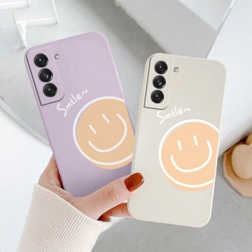 Smile Square Silicone Case For Samsung Galaxy S21 S20 FE S10 Ultra Plus S10e Note 20 ultra 10 9 Plus Pro Soft Phone Cover Case