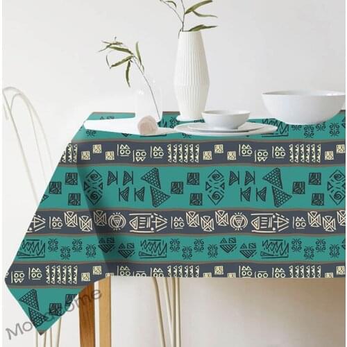 Blue Orange Africa Ethnic Pattern Egyptian hieroglyphs Pyramids Pharaoh Home Decoration Tapestry Linen Table Cloth Tablecloth