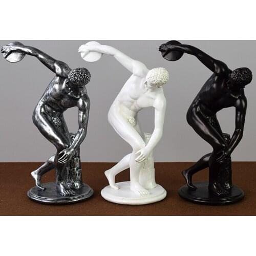 Character Sculpture Discus Thrower Male Sports Athlete Statue Office Home Living Room Decoration High Quality Resin Crafts
