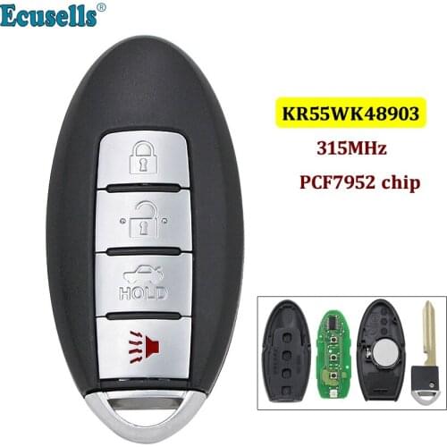 Smart Remote Key Keyless Entry 4 Button 315MHz with PCF7952 chip for Nissan Altima Maxima Murano KR55WK48903 with emergency key