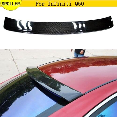 For Infiniti Q50 Q50S Spoiler 2014 2015 2016 2017 Carbon Fiber Rear Roof Spoiler Tail Trunk Lip Wing Spoiler Car Accessories