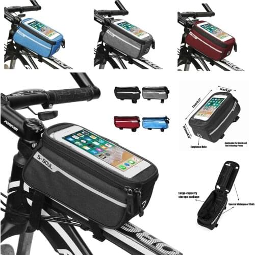 Bike Phone Holder Bag Touch Screen Bike Frame Bag Front Tube Bag Cycle Frame Bag Waterproof 6 Inch Bicycles Accessories MTB