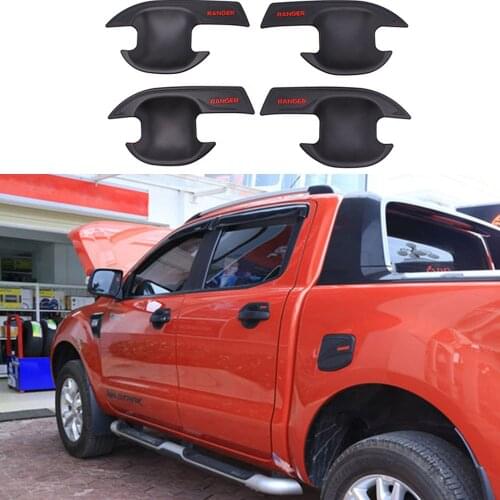 Door Insert Handle Bowl Cover For Ford Ranger 2012-2020 T6 T7 T8 Pickup Trunk Auto Parts ABS Matte Black Car Accessories