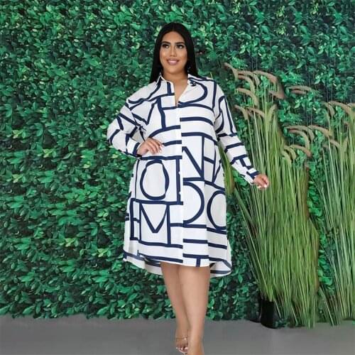 Woman Long Shirt Dress 5xl Ladies Dresses Wholesale Clothes Irregular Hem Geometric Print Casual Plus Size Dresses Dropshipping