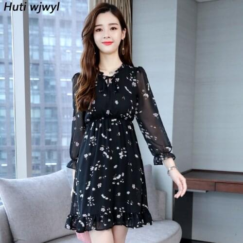 2021 Vintage 3XL Plus Size Black Print Beach Dresses Summer Chiffon Boho Sexy Mini Sundress Women Bodycon Elegant Party Vestidos