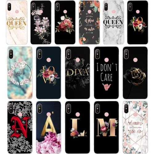 104AA Letter Flowers gift Soft Silicone Tpu Cover phone Case for Xiaomi Redmi 6 Pro 6A 7A Note 6 Pro 7 case