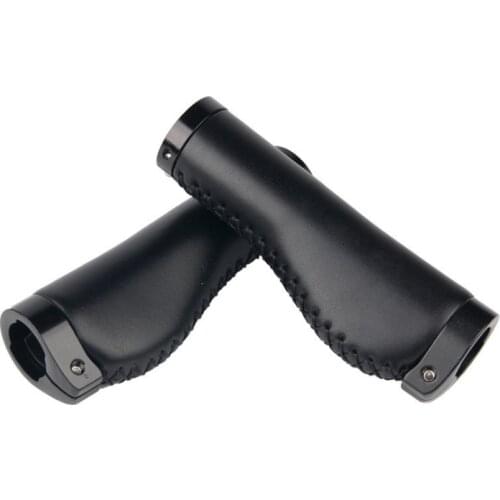 1 Pair Road/MTB Bicycle Grips Handlebar Cover Leather Meat Ball Anti-slip Bike Handle Shock Absorption Bilateral Locking Grip