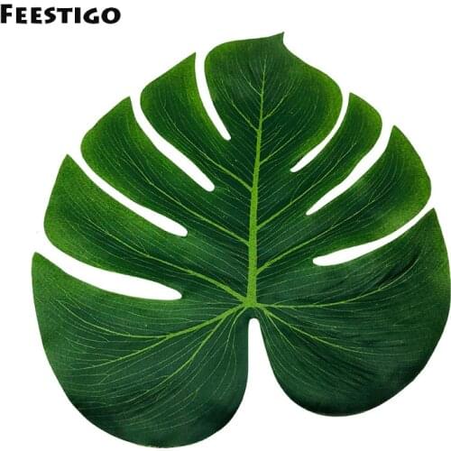 10Pcs Large Artificial Tropical Palm Leaves For Hawaii Luau Party Summer Beach Wedding Table Decoration Monstera Leaf Supplies