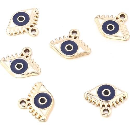 10pcs Enamel Charm Classic Evil Eye Charm Oil Drop Pendants Accessories For Women Bracelet Necklace Earring Jewelry Making