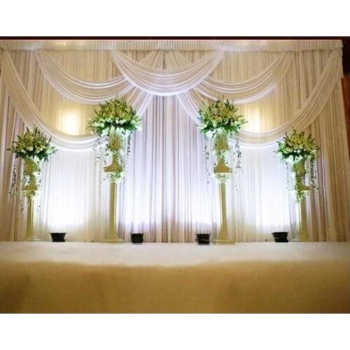 3*6m Wedding Party Stage Celebration Background Satin Curtain Drape Pillar Ceiling Backdrop Marriage decoration Veil WT016