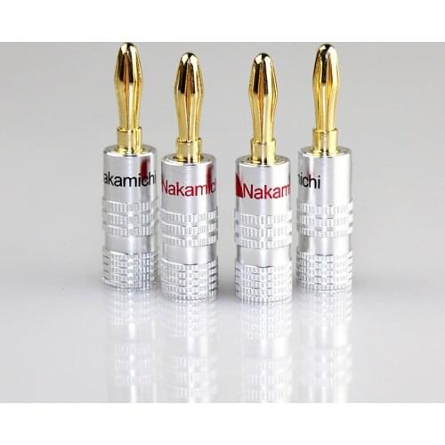 4pcs Banana Connector 4mm Speaker banana plugs 24K Copper gold plated 4mm Banana Jack match with 4mm binding post