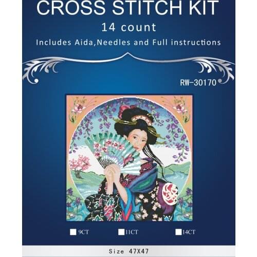 4CT cross stitch kit chinese classic lady FREE shipping CS-008WM-A japanes woman Counted cross stitch . Smilar dmc
