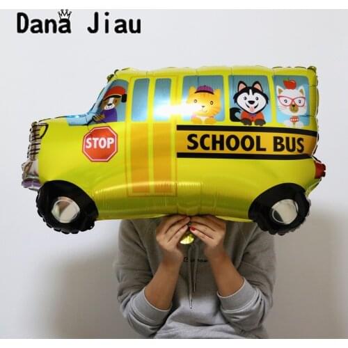 87*62cm Big School Bus Foil Balloon Kids Gift Birthday Party Decoration Holiday Cartoon Tank Plane Ambulance Balloons