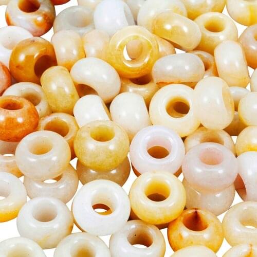 TUMBEELLUWA 1Lot (20Pc) Yellow Stone Large Hole Rondelle Loose Beads Fit European Charms Bracelet,Jewelry Makings