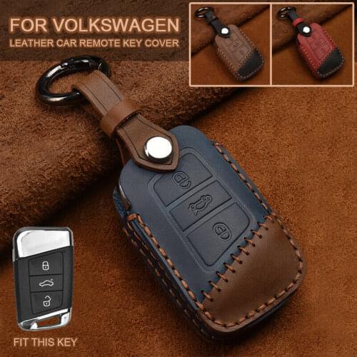 New Leather Key Cover Remote Case Shell For VW PASSAT 2015 - 2020 B8 Skoda Kodiaq Superb A7 car key case key holder