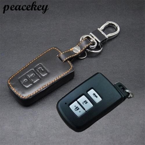 Peacekey Genuine Leather Remote Control Car Keychain Key Cover Case For Toyota Camry 3Buttons