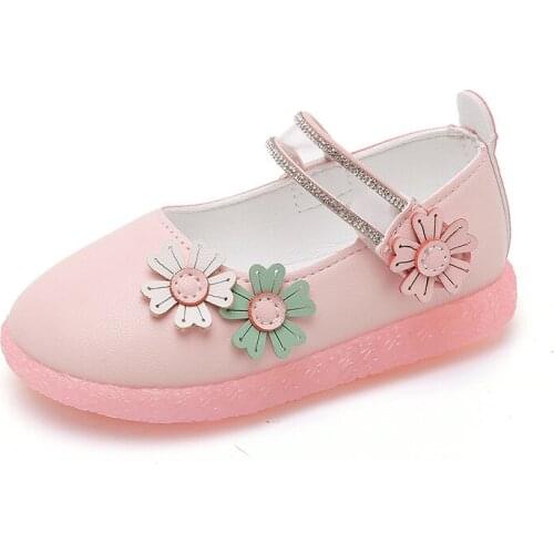 Flower Spring New Childrens Shoes Princess Fashion Breathable Toddler Shoes Summer Infant Leather Sneaker