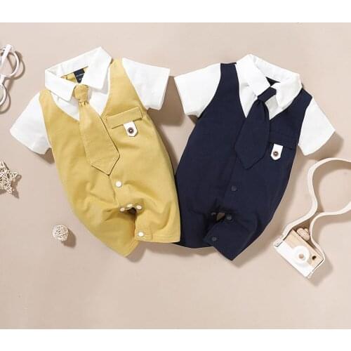 Baby Boy Fashion Long Sleeve Romper with Bow Tie 0-18M Newborn Infant Toddler Spring Fall Casual Patchwork Jumpsuit Outfits