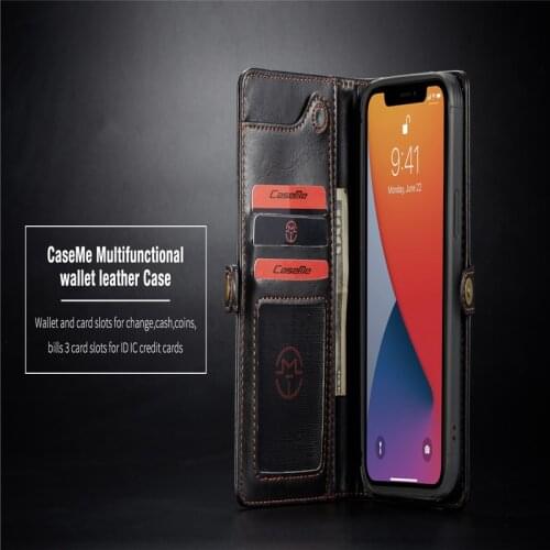 Flip Wallet Leather Card Slot For iPhone 12 Pro Max Mini Case Kickstand Shockproof Phone Case Silicon back Cover Funda Coque