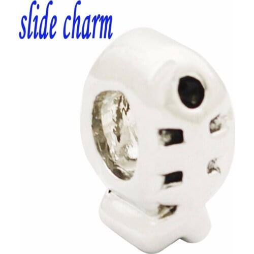 Slide charm Free shipping freshwater fish bone beads fit Pandora animal charm bracelet is the mother lover Christmas gift