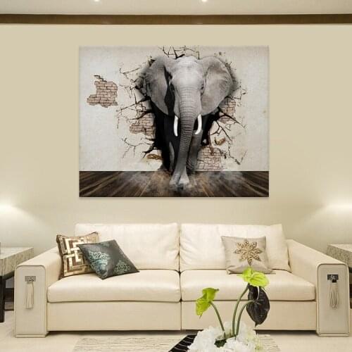 Animal painting canvas picture on the wall elephant wild big animals poster printing art for home room decoration