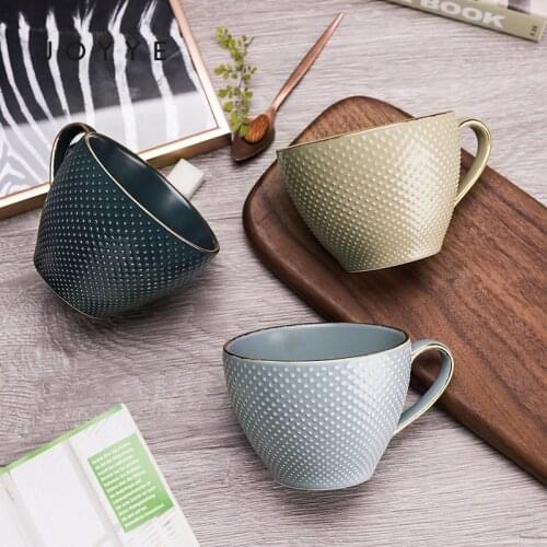 Coffee Ceramic Mug Nordic Water Creative Vintage Breakfast Milk Sister Mug Stackable Reusable Vaso Para Cafe Drinkware DE50MK