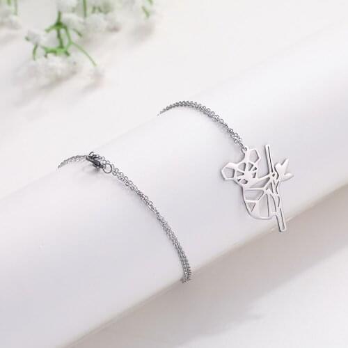 Sloth hollow stainless steel pendant necklace fashion cute animal necklace simple cross chain couple gift