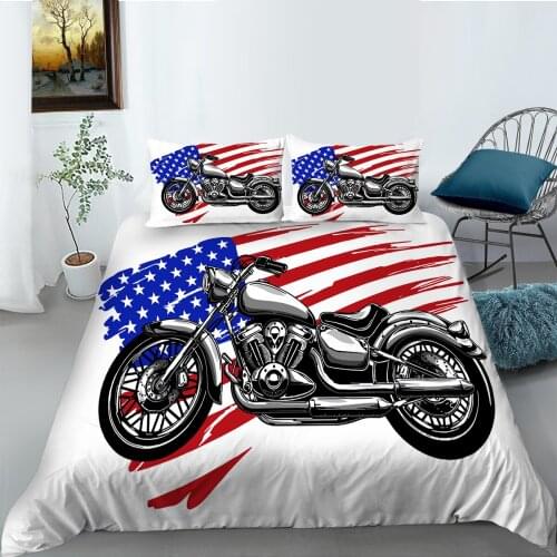 3D Bedding Set Queen Size Duvet Cover Sets Motorcycle Printed Boys Man Home Bedclothes Room Decor Full Seasons