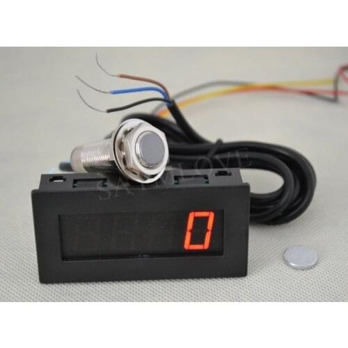 Red LED Tachometer RPM Speed Meter + Hall Proximity Switch Sensor NPN